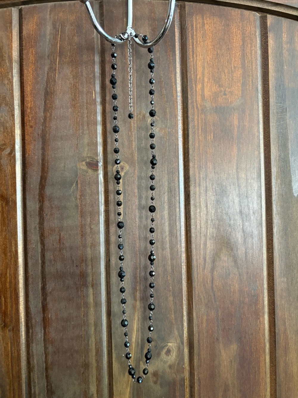 Black Beaded Necklace- Faceted Beads - Picture 4 of 5